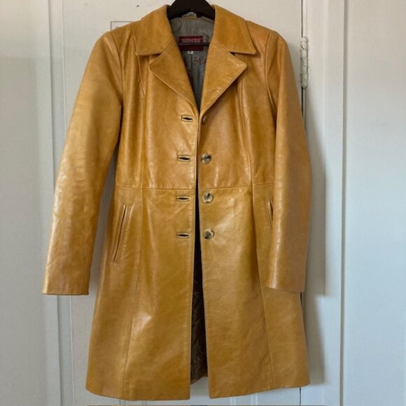 Matteo Mio by Edmond Salama XS 3/4 length YELLOW LEATHER coat excellent RARE - Picture 1 of 8